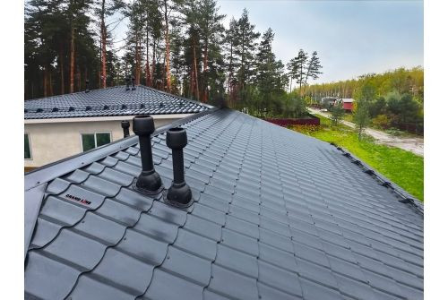 Металлочерепица Классик ("Classic") v01 0,5 Satin RAL 7024 мокрый асфальт — 2