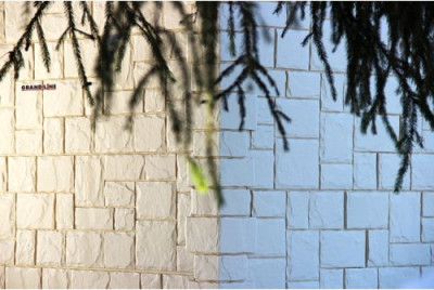 Фасадная панель Grand Line Крупный камень Classic молочный