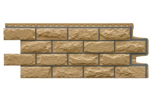 Фасадная панель Grand Line Колотый камень Design песочный со швом RAL 7006 — 1