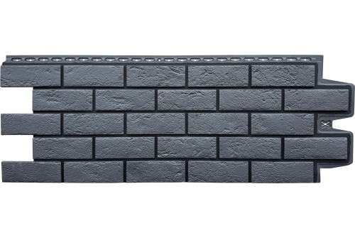 Фасадная панель Grand Line Состаренный кирпич Design графит со швом RAL 9005 — 1