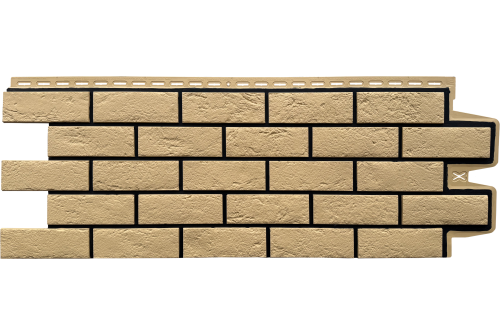 Фасадная панель Grand Line Состаренный кирпич Design песочный со швом RAL 9005 — 1