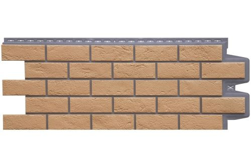 Фасадная панель Grand Line Состаренный кирпич Design Plus солома с темно-бежевым швом — 1