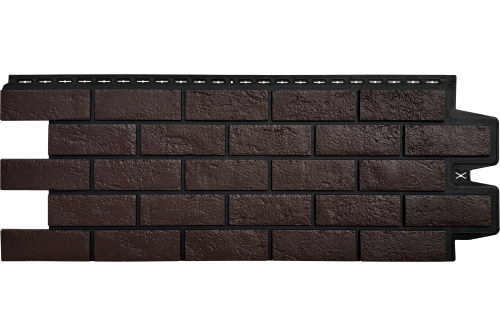 Фасадная панель Grand Line Состаренный кирпич Design шоколадный со швом RAL 9005 — 1