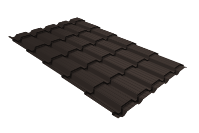 Металлочерепица "Квадро профи (Верховье)" ("Quadro Profi") v01 0,5 PurLite Matt RR 32 темно-коричневый