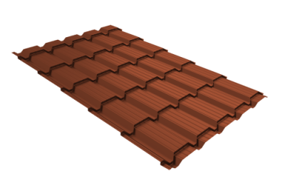 Металлочерепица "Квадро профи (Верховье)" ("Quadro Profi") v01 0,5 Satin Matt RAL 8004 терракота