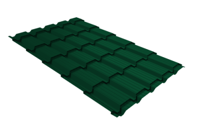 Металлочерепица "Квадро профи (Верховье)" ("Quadro Profi") v01 0,5 Satin Matt TX RAL 6005 зеленый мох