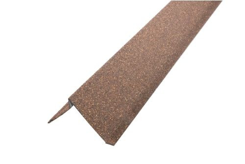 Планка ветровая с отгибом Grand Line c базальтовой крошкой для мягкой кровли 100х20х70 бронзовая 1,25м — 1