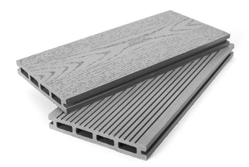 Террасная доска ДПК Grand Line 140мм вельвет и тиснение под дерево Серый 3м (БШТ) — 1