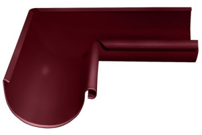 Угол желоба внутренний GL PE 90 гр 125 мм RAL 3005 красное вино