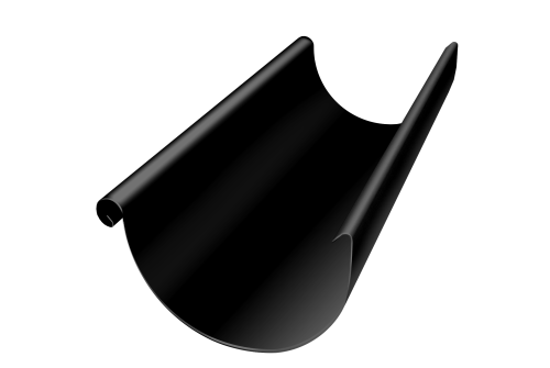 Желоб полукруглый GL PE 125 мм 3 м RAL 9005 черный — 1